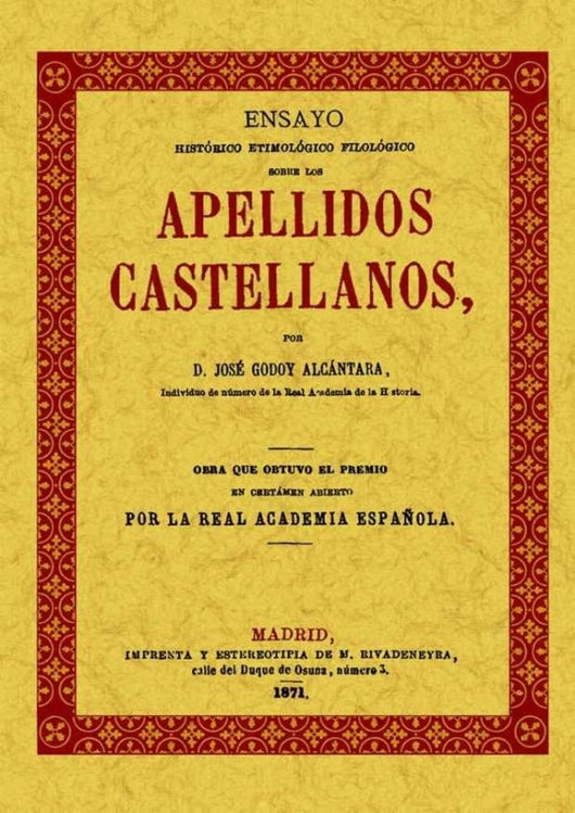 Apellidos Castellanos. Ensayo Histórico Libro