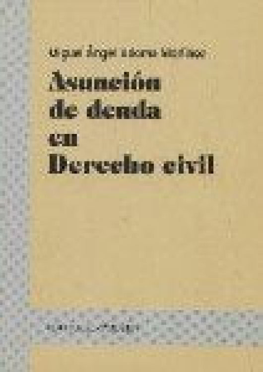 Asuncion De Deuda En Derecho Civil Libro