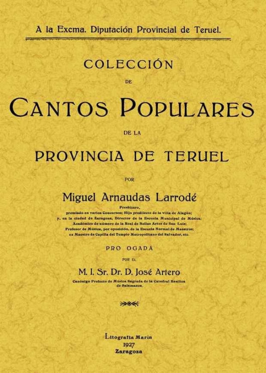 Colección De Cantos Populares La Provincia Teruel Libro