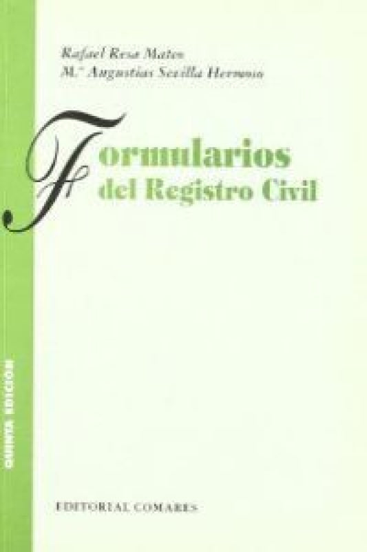 Formularios De Registro Civil 5ºEd Libro