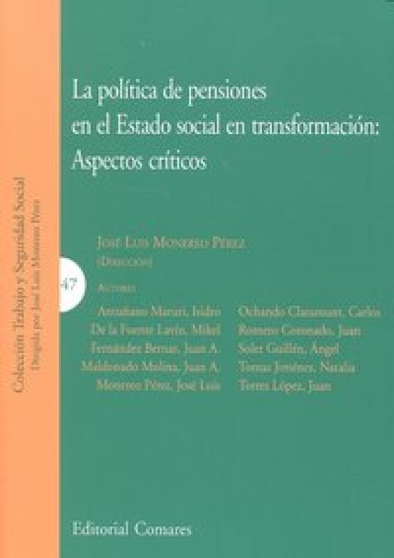 Politica Pensiones Estado Social Transformacion Aspectos Cri Libro