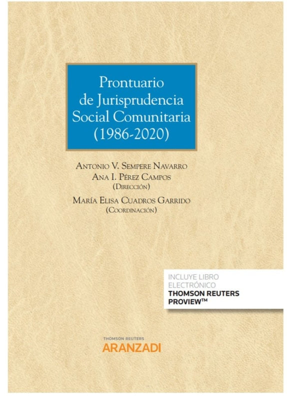 Prontuario De Jurisprudencia Social Comunitaria (1986-2020) (Papel + E-Book) Libro