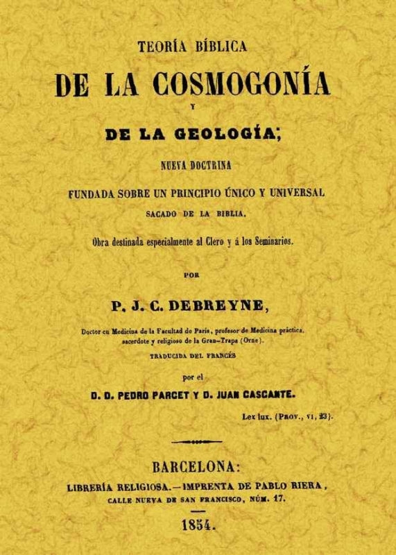 Teoría Bíblica De La Cosmogonía Y Geología Libro